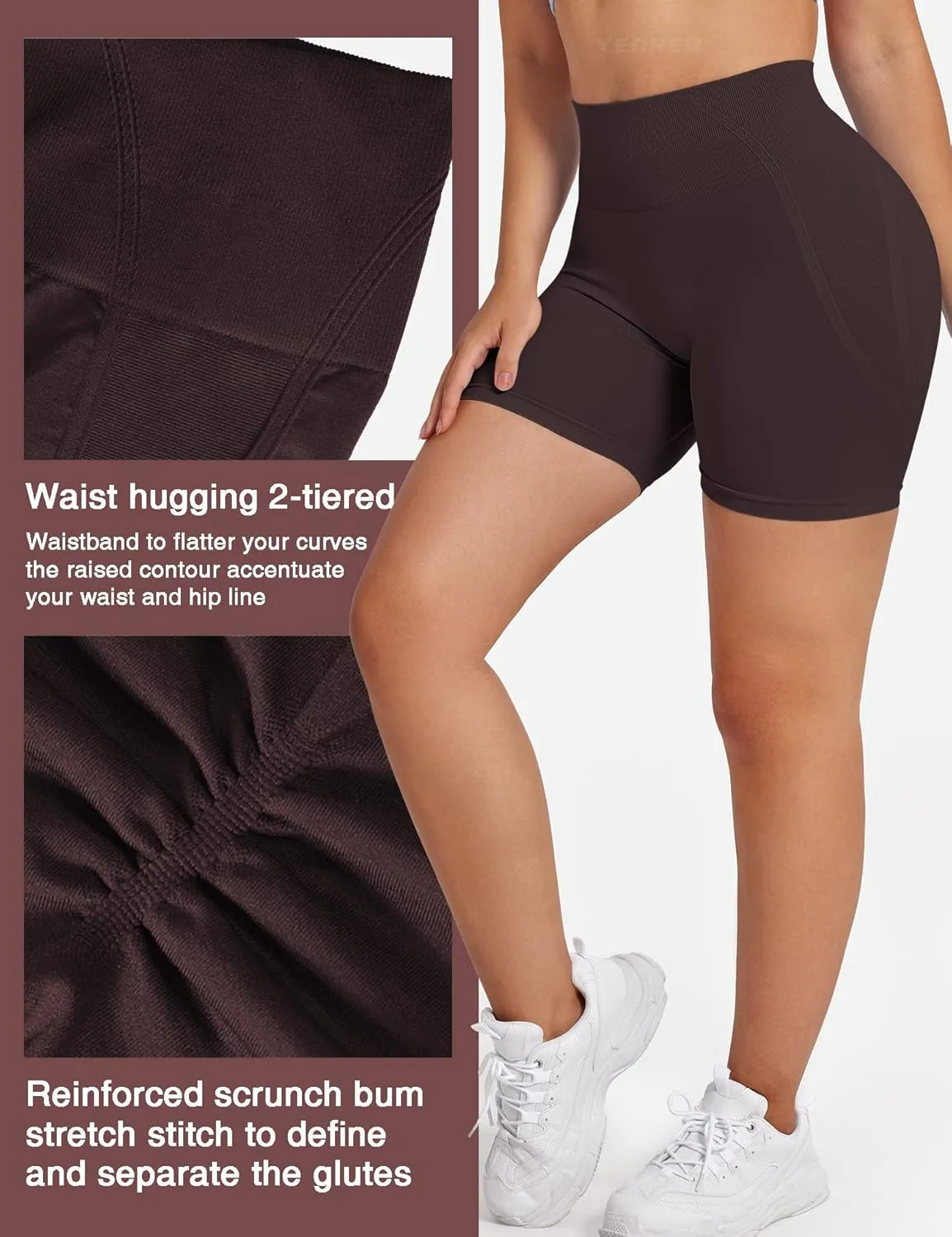 YEOREO Dora Seamless Scrunch Workout Shorts for Women High Waisted Butt Lifting Gym Yoga Biker Shorts