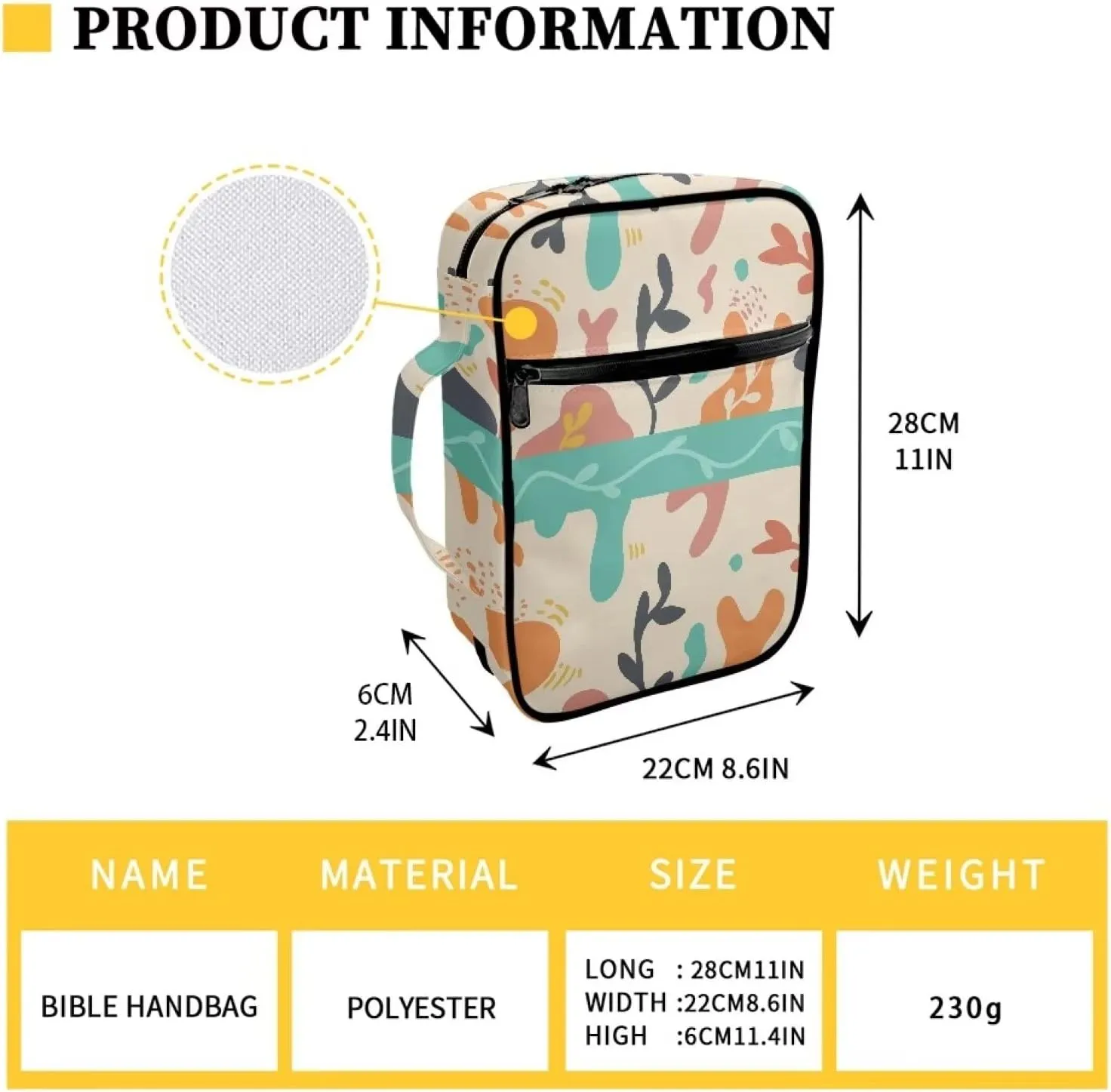 YEXIATODO Fashion Boho Style Girls Bible Case Cover Personalized Design Lightweight Bible Cover for Work Travel School Date Outdoor Party Activity Waterproof Practical Shoulder Tote Handbag Bag