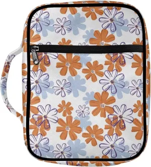 YEXIATODO Fashion Flowers Bible Cover Case with Zip Pockets Pray Church Bag Bible Study Tote Book Cover Purse for Kids Srudents Girls Boys Christian School Cosmetic Bag Briefcase Book Case Handbag