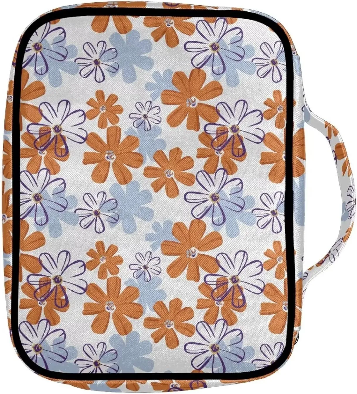 YEXIATODO Fashion Flowers Bible Cover Case with Zip Pockets Pray Church Bag Bible Study Tote Book Cover Purse for Kids Srudents Girls Boys Christian School Cosmetic Bag Briefcase Book Case Handbag