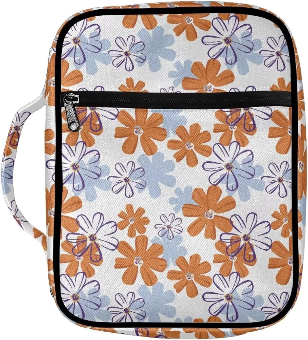 YEXIATODO Fashion Flowers Bible Cover Case with Zip Pockets Pray Church Bag Bible Study Tote Book Cover Purse for Kids Srudents Girls Boys Christian School Cosmetic Bag Briefcase Book Case Handbag
