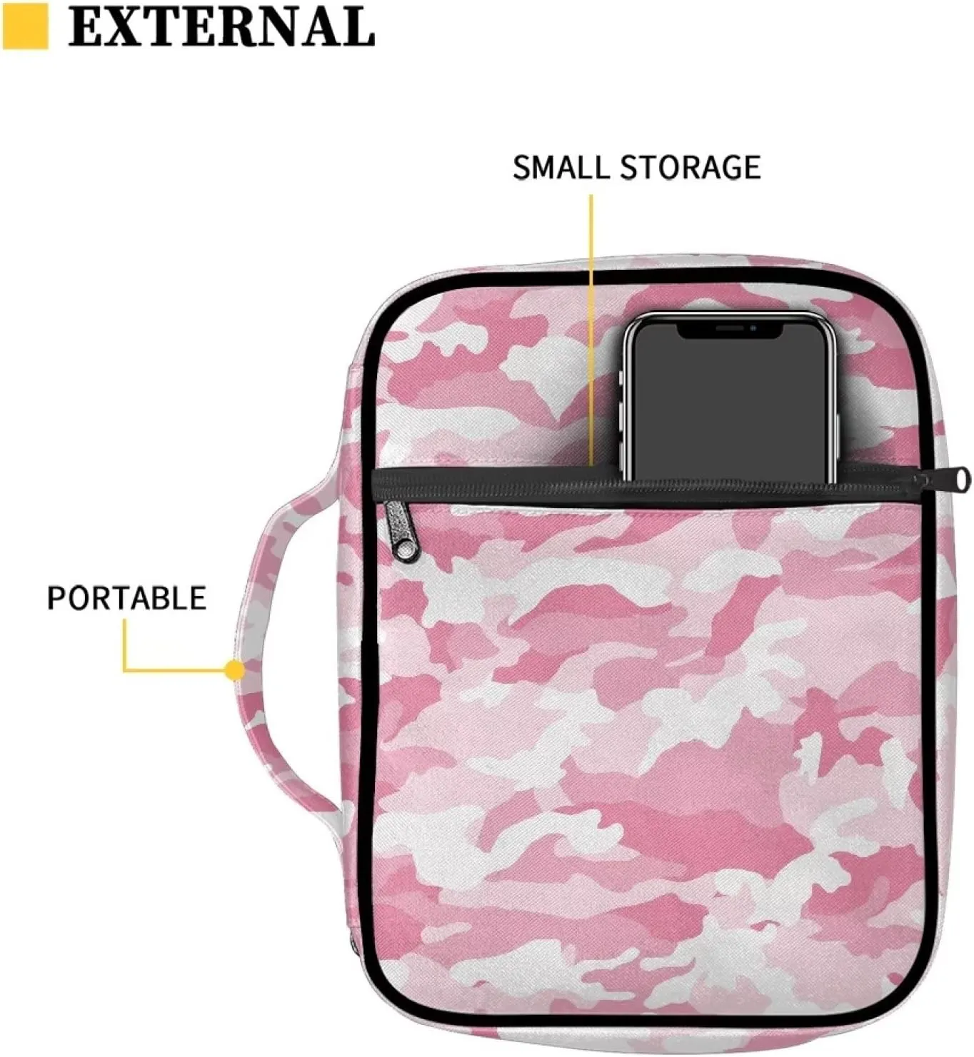 YEXIATODO Pink Romantic Patterns Bible Case for Women Durable Bible Cover Church Pray Bible Study Schools Libraries Birthday Christmas Gifts for Your Friends Family Notebooks Pens Phones Keys