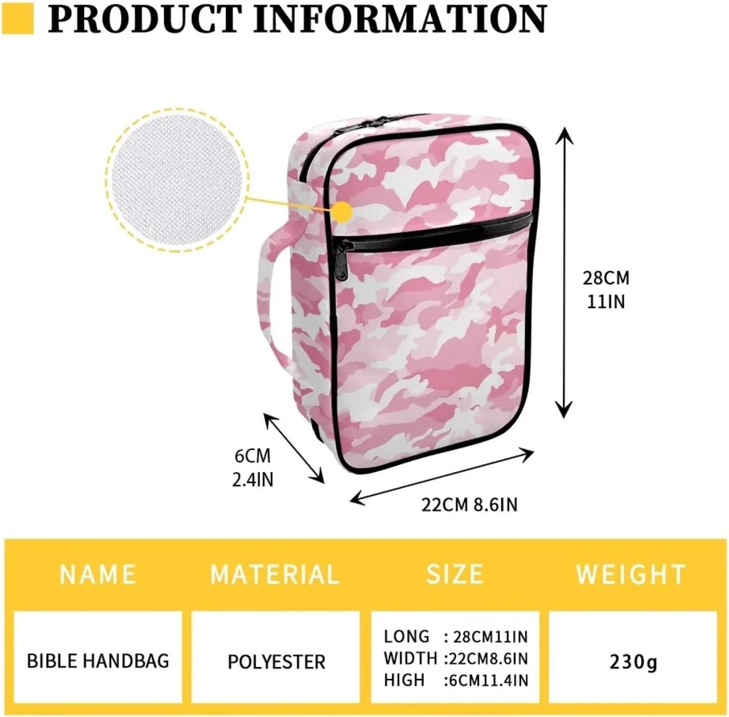 YEXIATODO Pink Romantic Patterns Bible Case for Women Durable Bible Cover Church Pray Bible Study Schools Libraries Birthday Christmas Gifts for Your Friends Family Notebooks Pens Phones Keys