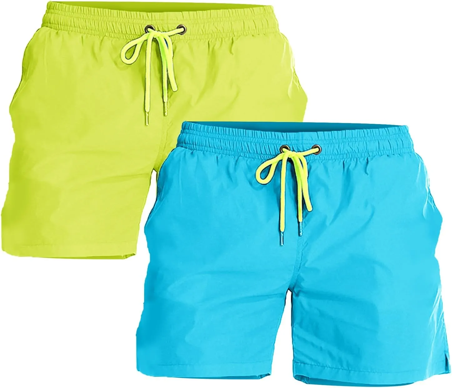 YnimioAOX 2 Pack Men's Swim Trunks Quick Dry Beach Shorts with Mesh Lining