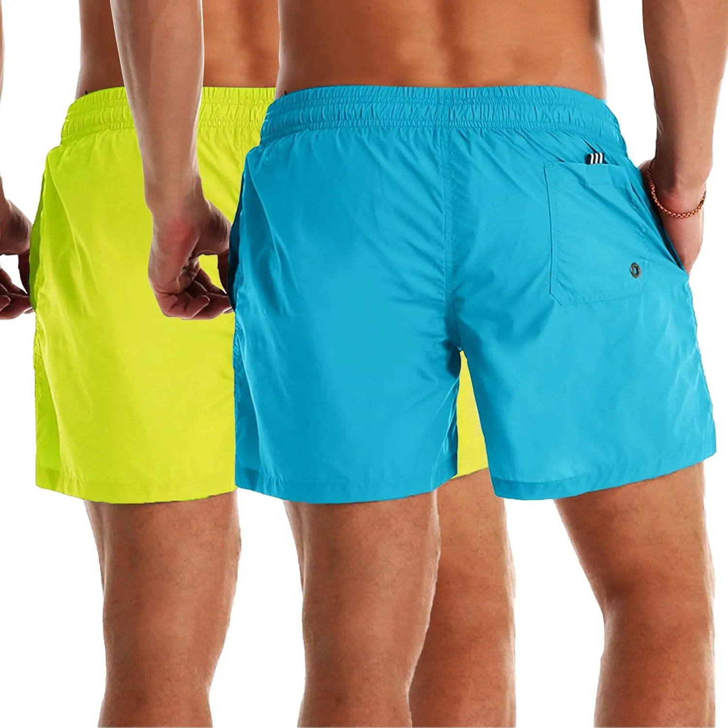 YnimioAOX 2 Pack Men's Swim Trunks Quick Dry Beach Shorts with Mesh Lining