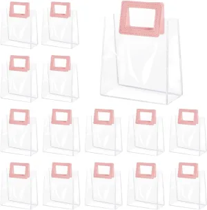 Yolyoo 15 Pack Clear Gift Bags with White Handles Transparent PVC Gift Wrap Bags Plastic Tote Bags Reusable Shopping Bags for Bridal Party,Wedding,Baby Shower,Birthday Party 7 x 8 x 4 Inch (7 x 8 x 4