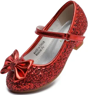 Youdesney Girls Dress Shoes, Mary Jane Sparkly Flower Girls Pumps, Cute Princess Low Heels for School, Wedding, Party (Toddler/Little Kids/Big Kids)