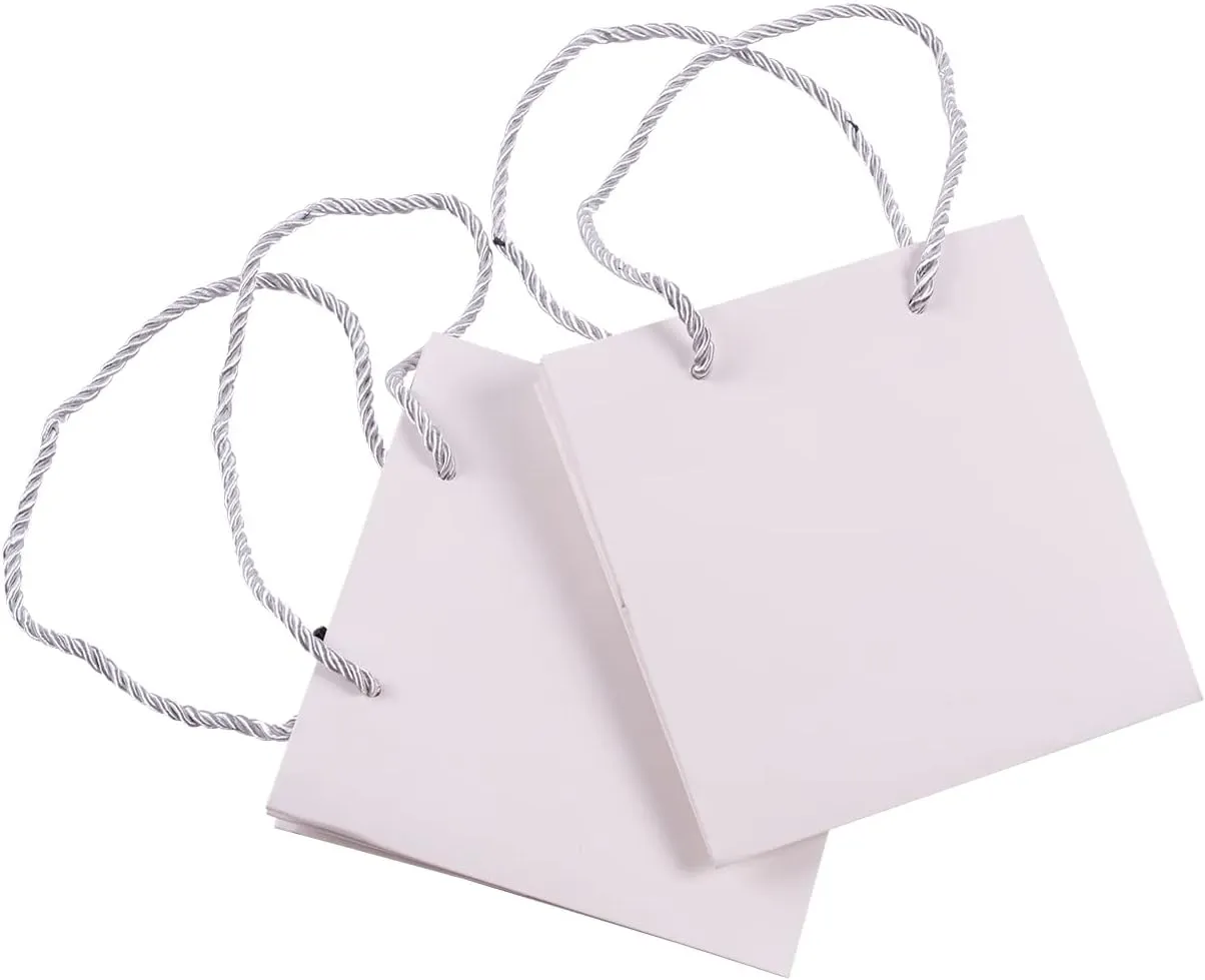 ysmile Gift Basket for Party Favor Small Paper Bag with Square Bottom 6" - White