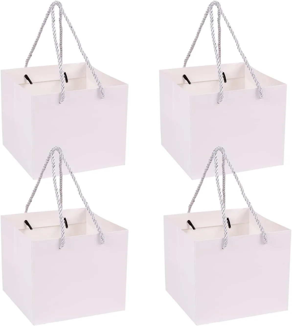 ysmile Gift Basket for Party Favor Small Paper Bag with Square Bottom 6" - White