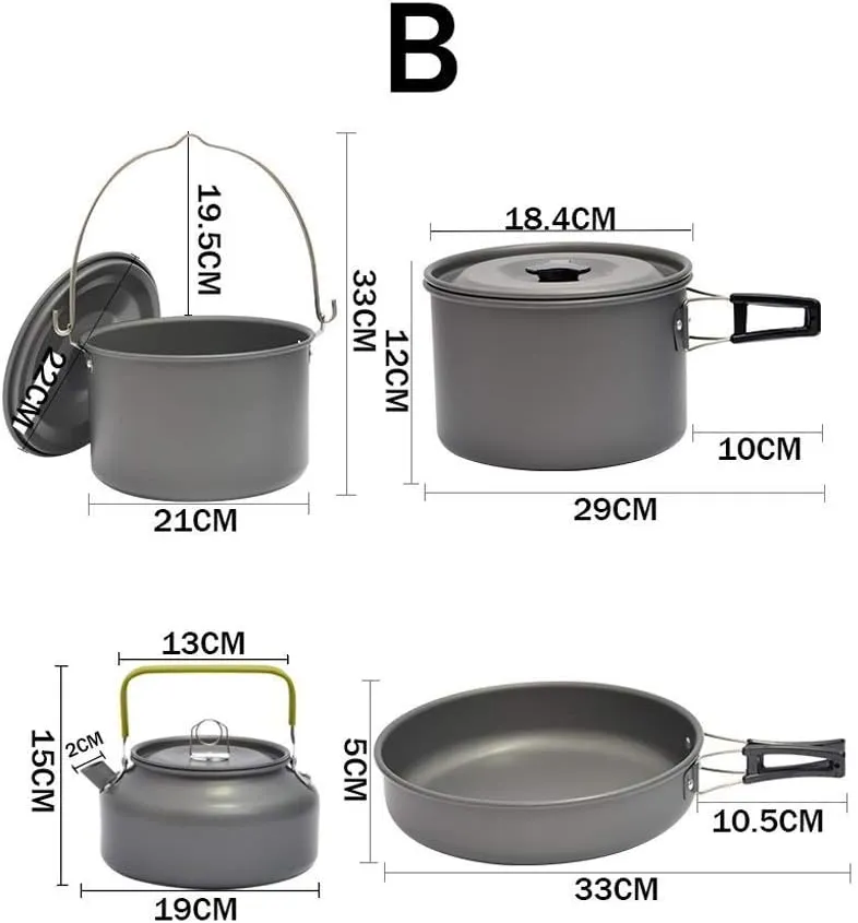 ZAIHW Hiker Camping Cookware, Nonstick, Lightweight Pots, Pans with Mesh Set Bag for Backpacking, Hiking, Picnic