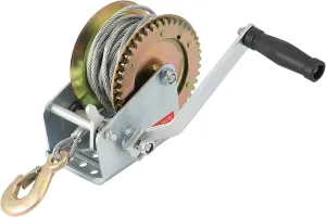 ZOENHOU 1600lbs Capacity Heavy Duty Hand Winch with 49FT / 15m Steel Cable, Hand Crank Winch, Boat Trailer Winch Manual Winch with Hook and Gear Grease, for Pulling Boat Trailer Truck