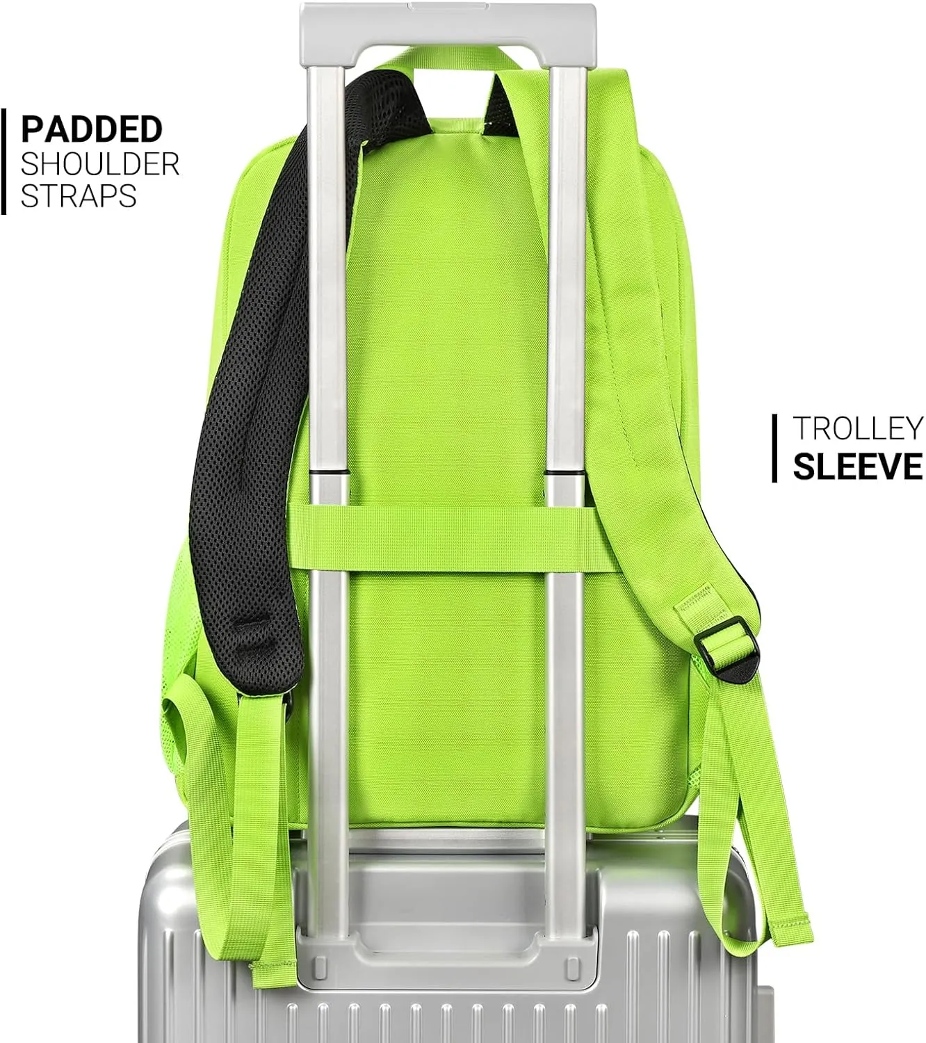 ZORFIN 26L Backpack for School, College, and Travel: Water Resistant Bookbag with 8 Compartments - Greenyellow