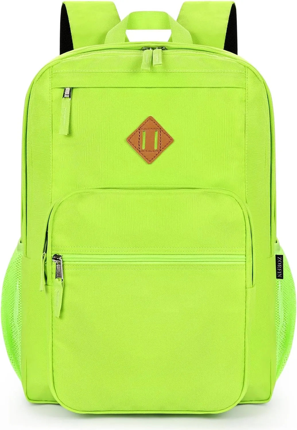 ZORFIN 26L Backpack for School, College, and Travel: Water Resistant Bookbag with 8 Compartments - Greenyellow